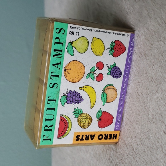 Rubber Stamp Fruit Stamps Set •12 Cullinary/Food Wooden Rubber Stamps• HERO ARTS - Picture 1 of 7